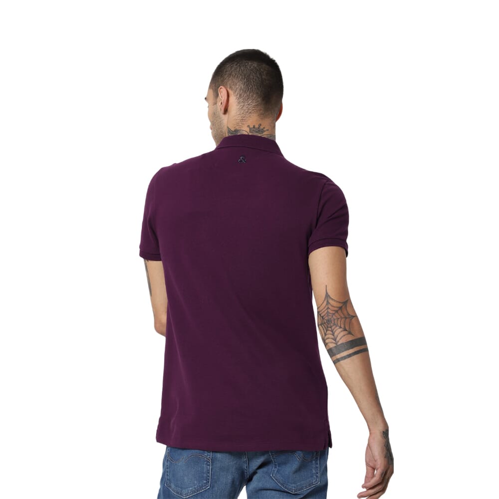 Jack & Jones Jacquard Plain Polo T-shirt - Wine